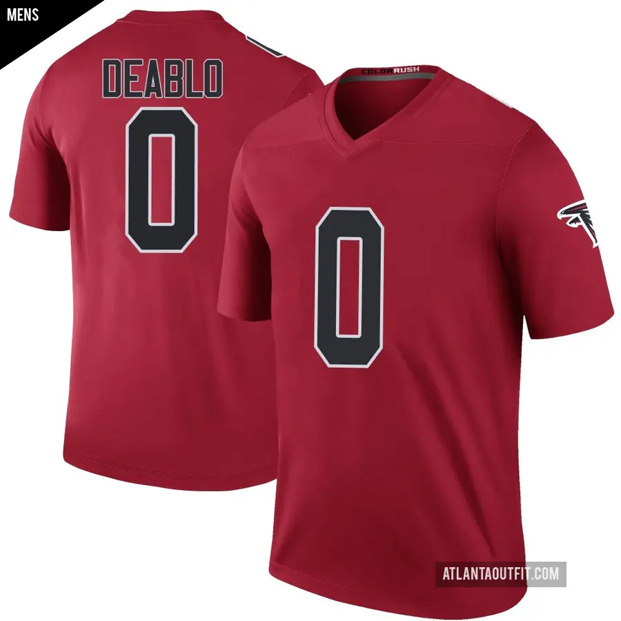 Men's Atlanta Falcons ＃0 Divine Deablo Red Legend Color Rush Jersey
