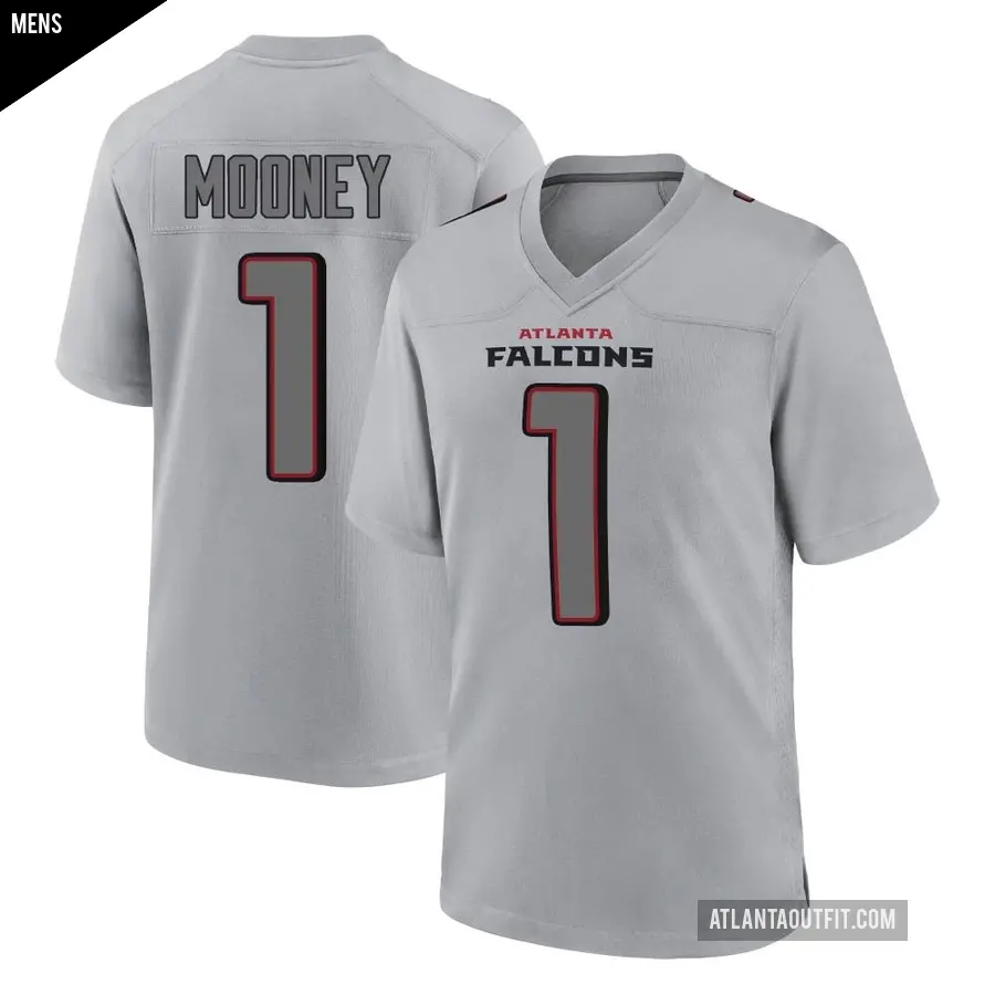 Men's Atlanta Falcons ＃1 Darnell Mooney Gray Game Atmosphere Fashion Jersey
