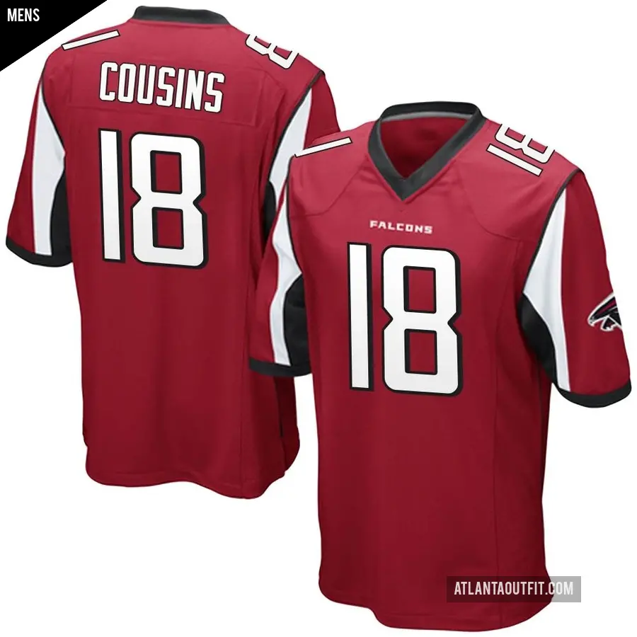 Men's Atlanta Falcons ＃18 Kirk Cousins Red Game Team Color Jersey