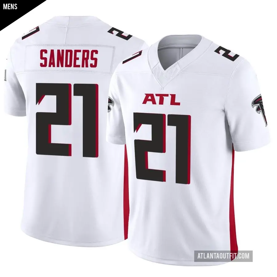 Men's Atlanta Falcons ＃21 Deion Sanders White Limited Vapor F.U.S.E. Jersey