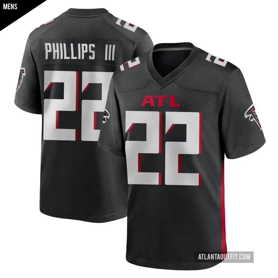 Men's Atlanta Falcons ＃22 Clark Phillips III Black Game Alternate Jersey