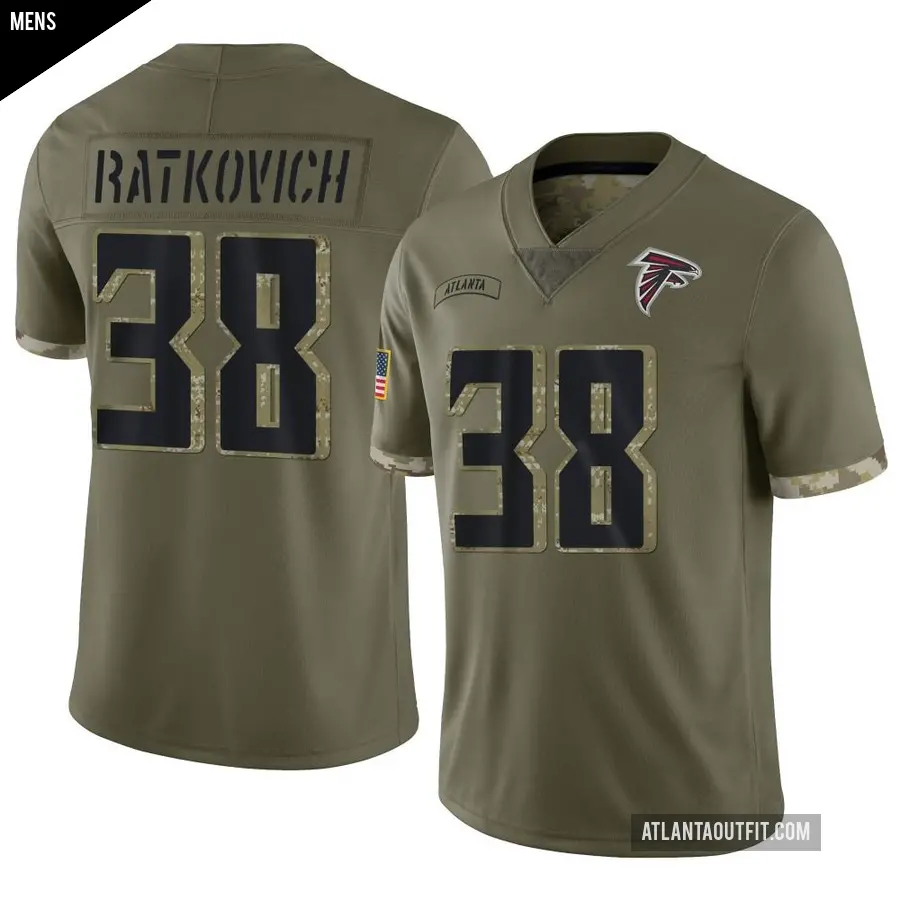Men's Atlanta Falcons ＃38 Clint Ratkovich Olive Limited 2022 Salute To Service Jersey