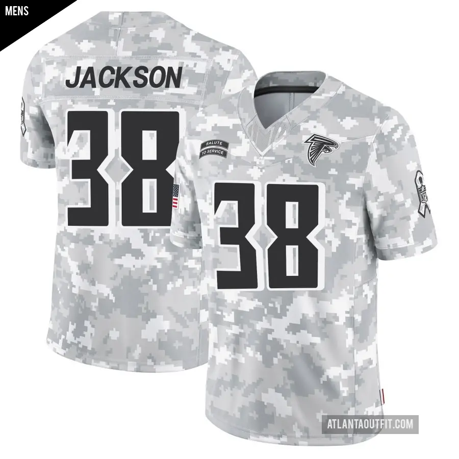 Men's Atlanta Falcons ＃38 Lamar Jackson Arctic Camo Limited 2024 Salute to Service Jersey
