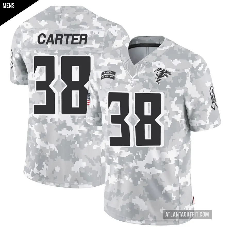 Men's Atlanta Falcons ＃38 Nathan Carter Arctic Camo Limited 2024 Salute to Service Jersey