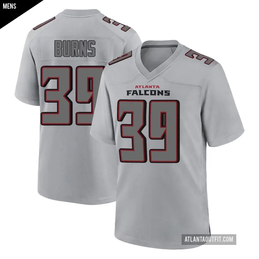 Men's Atlanta Falcons ＃39 Robert Burns Gray Game Atmosphere Fashion Jersey
