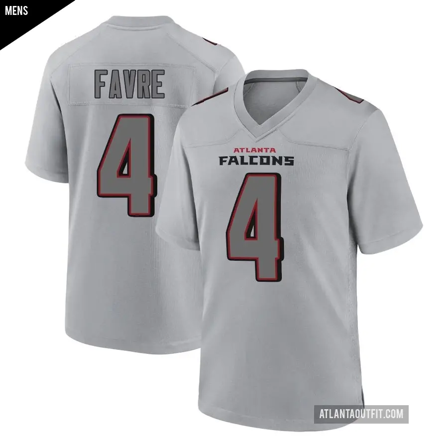 Men's Atlanta Falcons ＃4 Brett Favre Gray Game Atmosphere Fashion Jersey