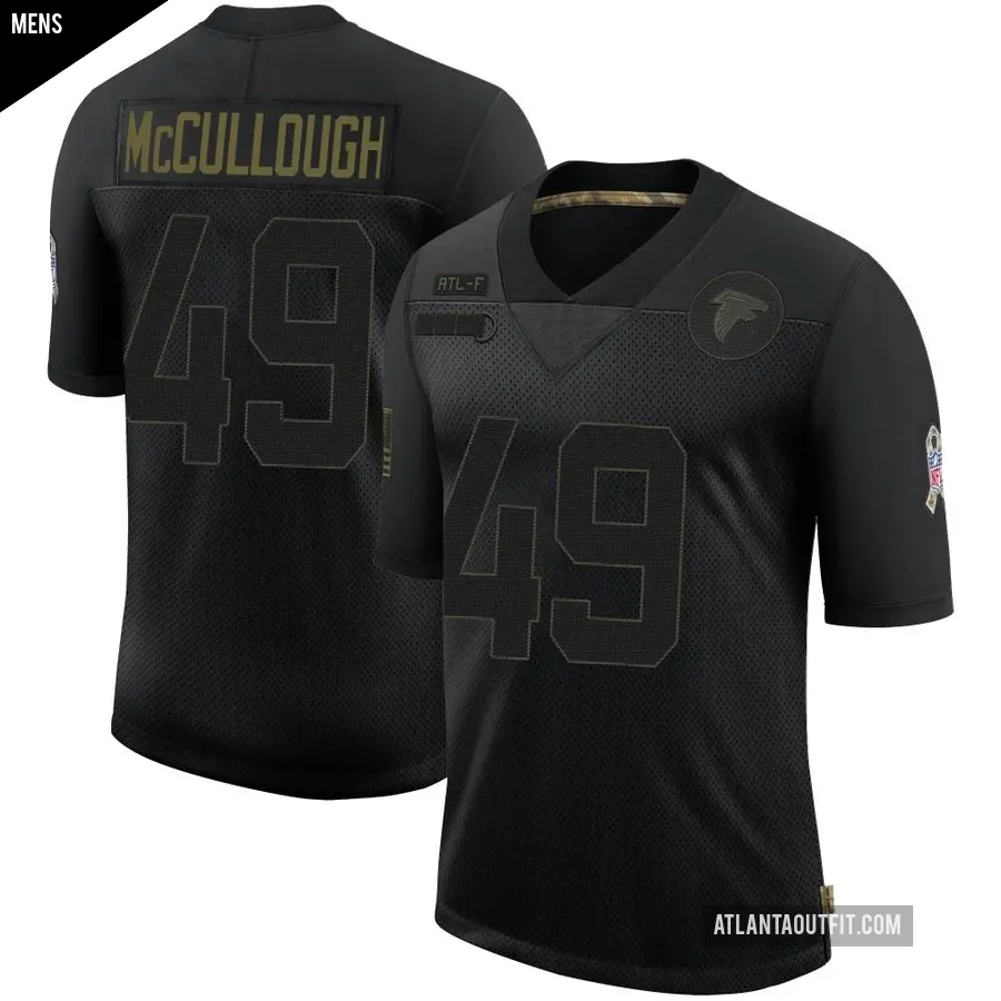 Men's Atlanta Falcons ＃49 Liam McCullough Black Limited 2020 Salute To Service Jersey