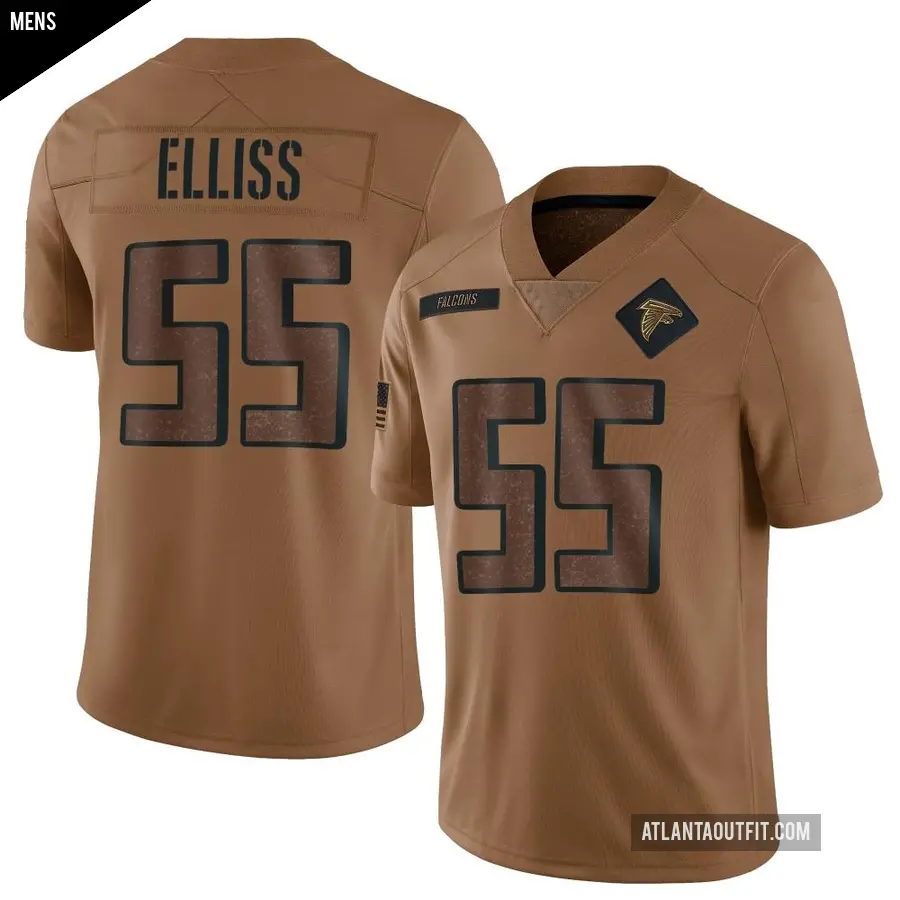 Men's Atlanta Falcons ＃55 Kaden Elliss Brown Limited 2023 Salute To Service Jersey