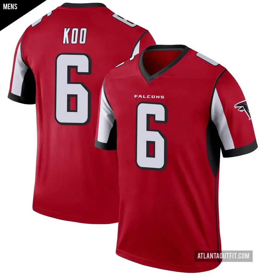 Men's Atlanta Falcons ＃6 Younghoe Koo Red Legend Jersey