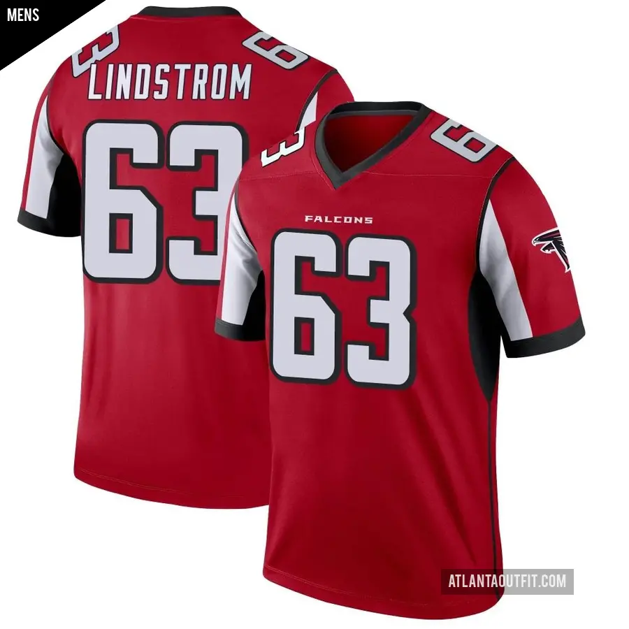 Men's Atlanta Falcons ＃63 Chris Lindstrom Red Legend Jersey