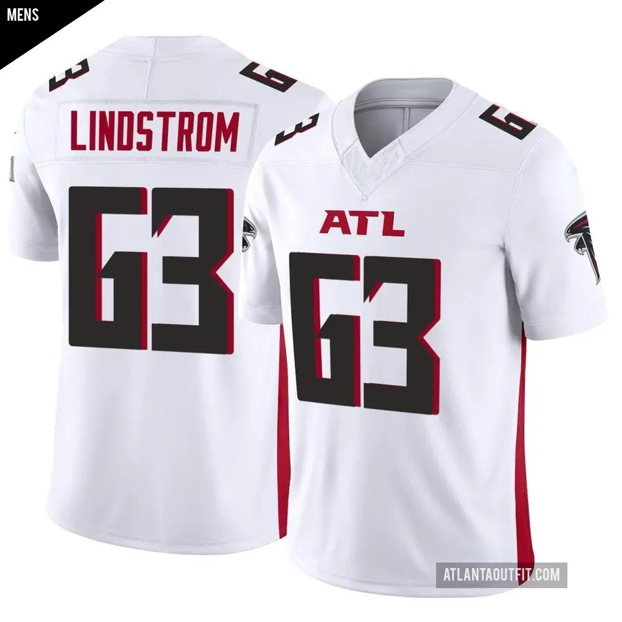 Men's Atlanta Falcons ＃63 Chris Lindstrom White Limited Vapor F.U.S.E. Jersey