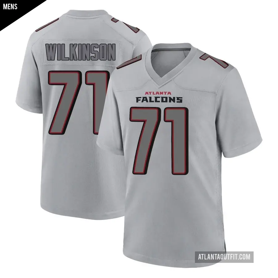 Men's Atlanta Falcons ＃71 Elijah Wilkinson Gray Game Atmosphere Fashion Jersey