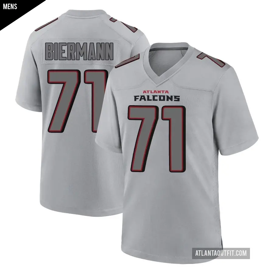 Men's Atlanta Falcons ＃71 Kroy Biermann Gray Game Atmosphere Fashion Jersey