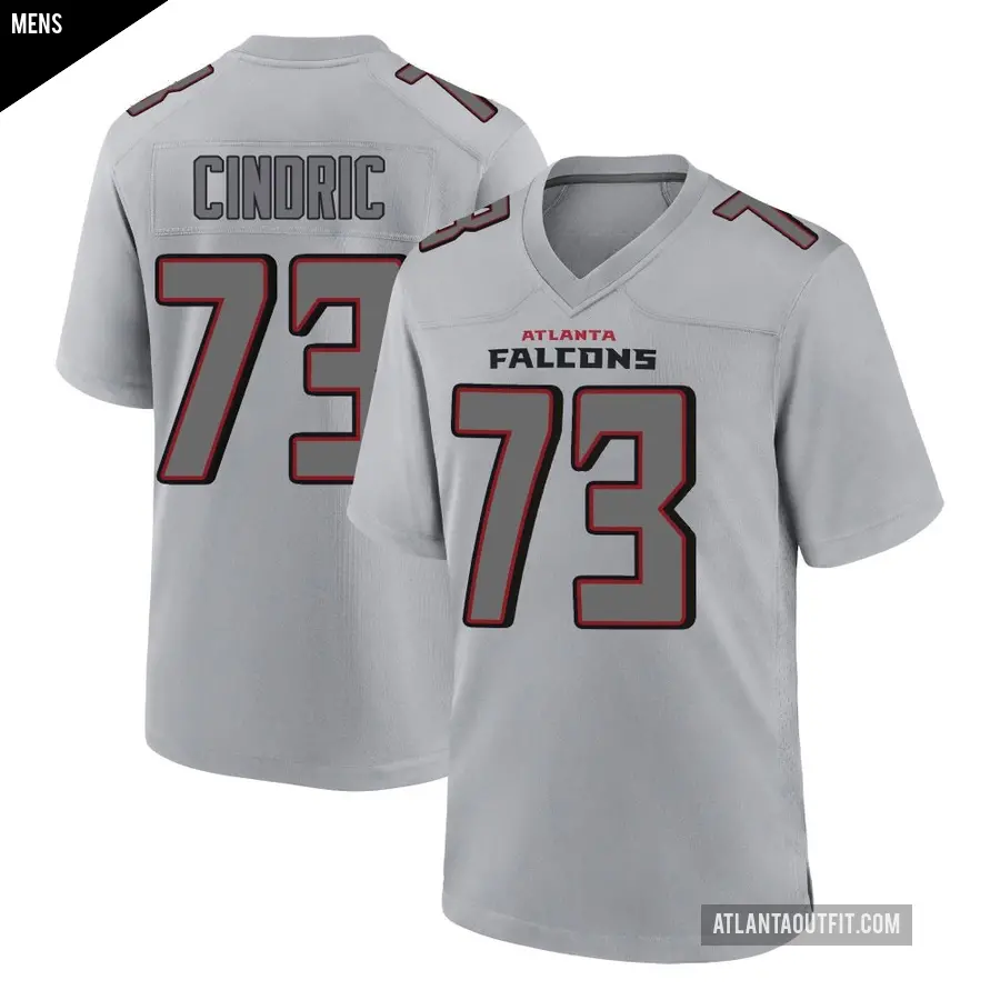 Men's Atlanta Falcons ＃73 Matthew Cindric Gray Game Atmosphere Fashion Jersey