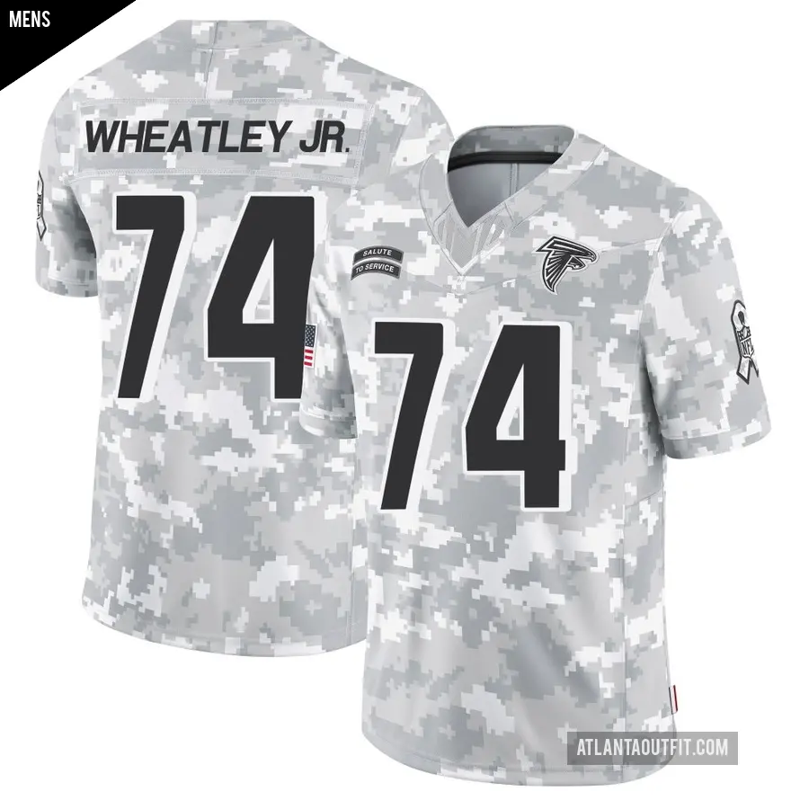 Men's Atlanta Falcons ＃74 Tyrone Wheatley Jr. Arctic Camo Limited 2024 Salute to Service Jersey