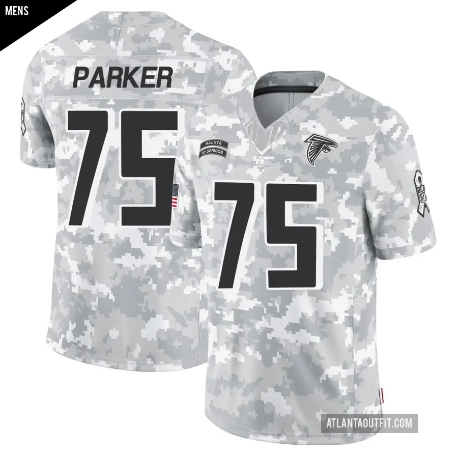 Men's Atlanta Falcons ＃75 Brandon Parker Arctic Camo Limited 2024 Salute to Service Jersey