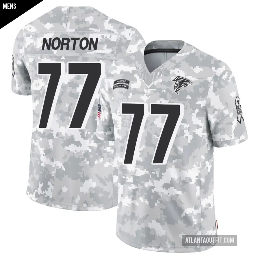 Men's Atlanta Falcons ＃77 Storm Norton Arctic Camo Limited 2024 Salute to Service Jersey