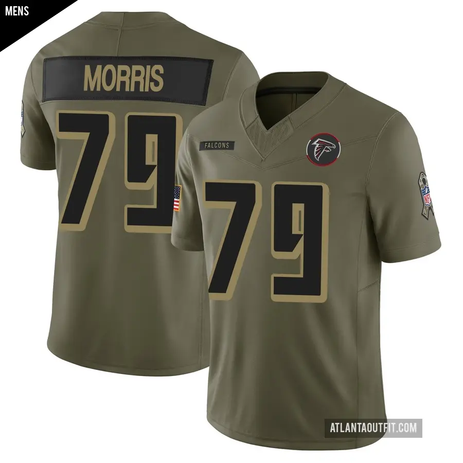 Men's Atlanta Falcons ＃79 Wanya Morris Olive Limited 2025 Salute to Service Jersey