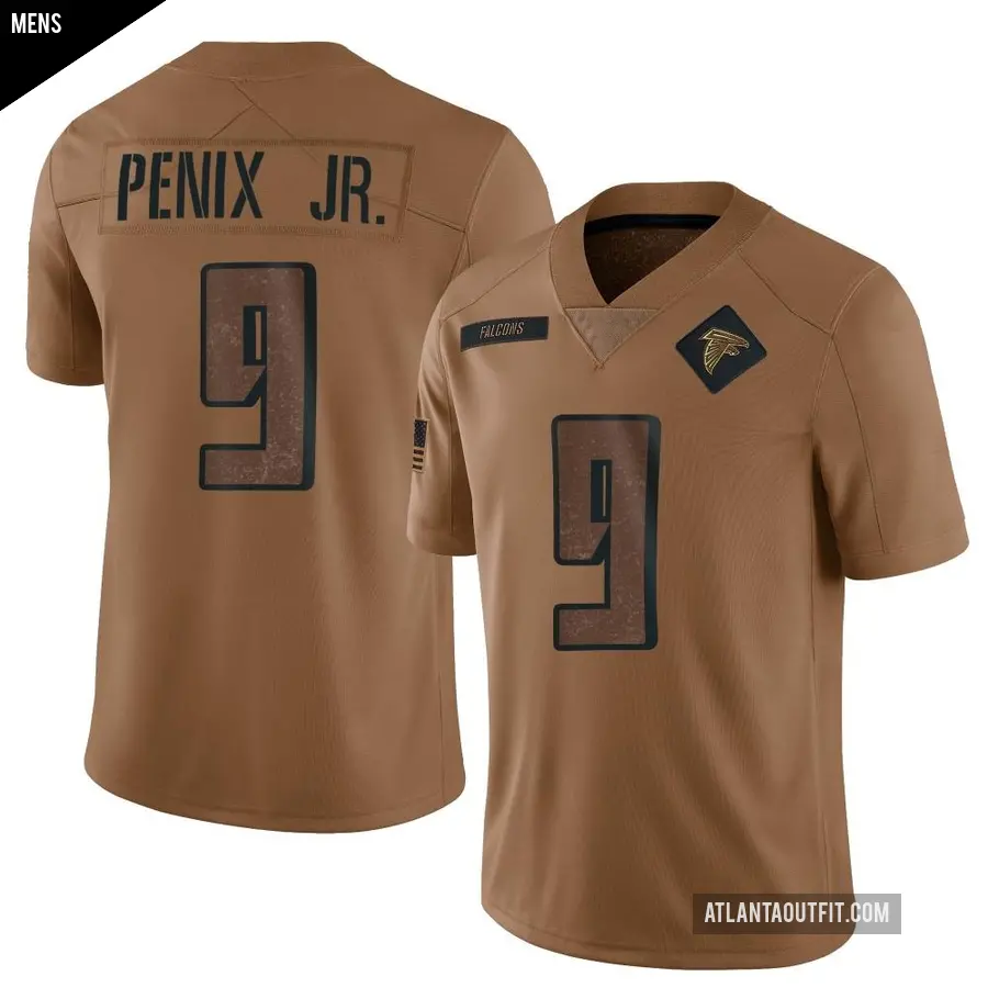 Men's Atlanta Falcons ＃9 Michael Penix Jr. Brown Limited 2023 Salute To Service Jersey