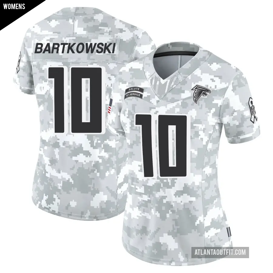 Women's Atlanta Falcons ＃10 Steve Bartkowski Arctic Camo Limited 2024 Salute to Service Jersey