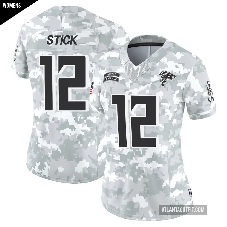 Women's Atlanta Falcons ＃12 Easton Stick Arctic Camo Limited 2024 Salute to Service Jersey