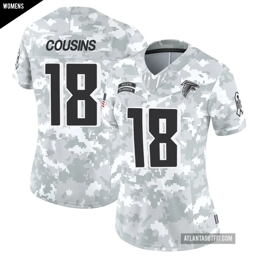 Women's Atlanta Falcons ＃18 Kirk Cousins Arctic Camo Limited 2024 Salute to Service Jersey