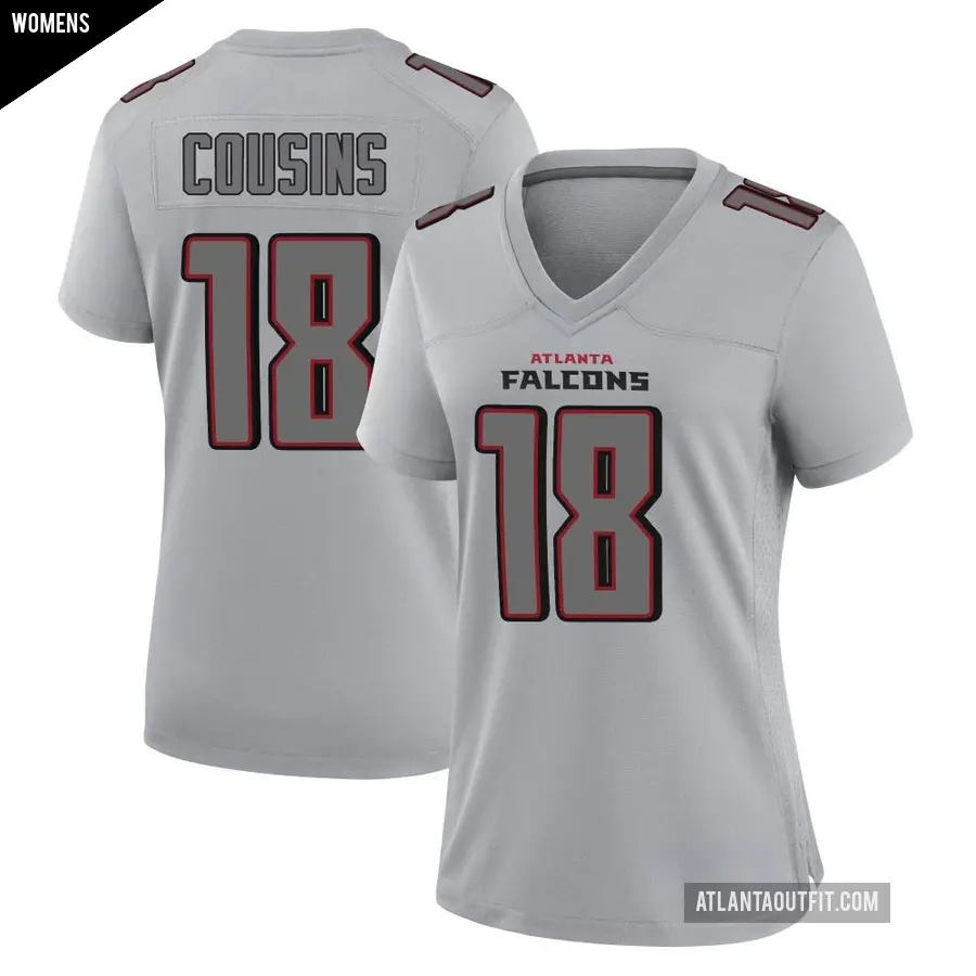 Women's Atlanta Falcons ＃18 Kirk Cousins Gray Game Atmosphere Fashion Jersey
