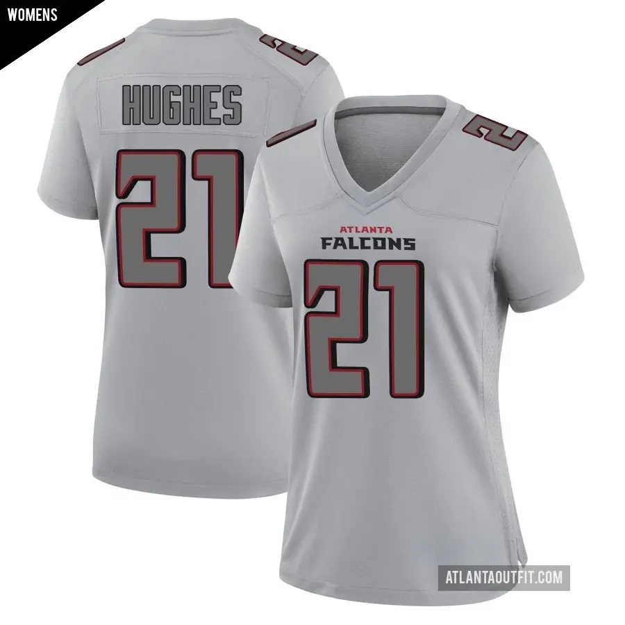 Women's Atlanta Falcons ＃21 Mike Hughes Gray Game Atmosphere Fashion Jersey