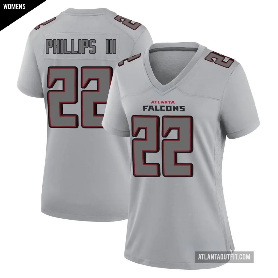 Women's Atlanta Falcons ＃22 Clark Phillips III Gray Game Atmosphere Fashion Jersey
