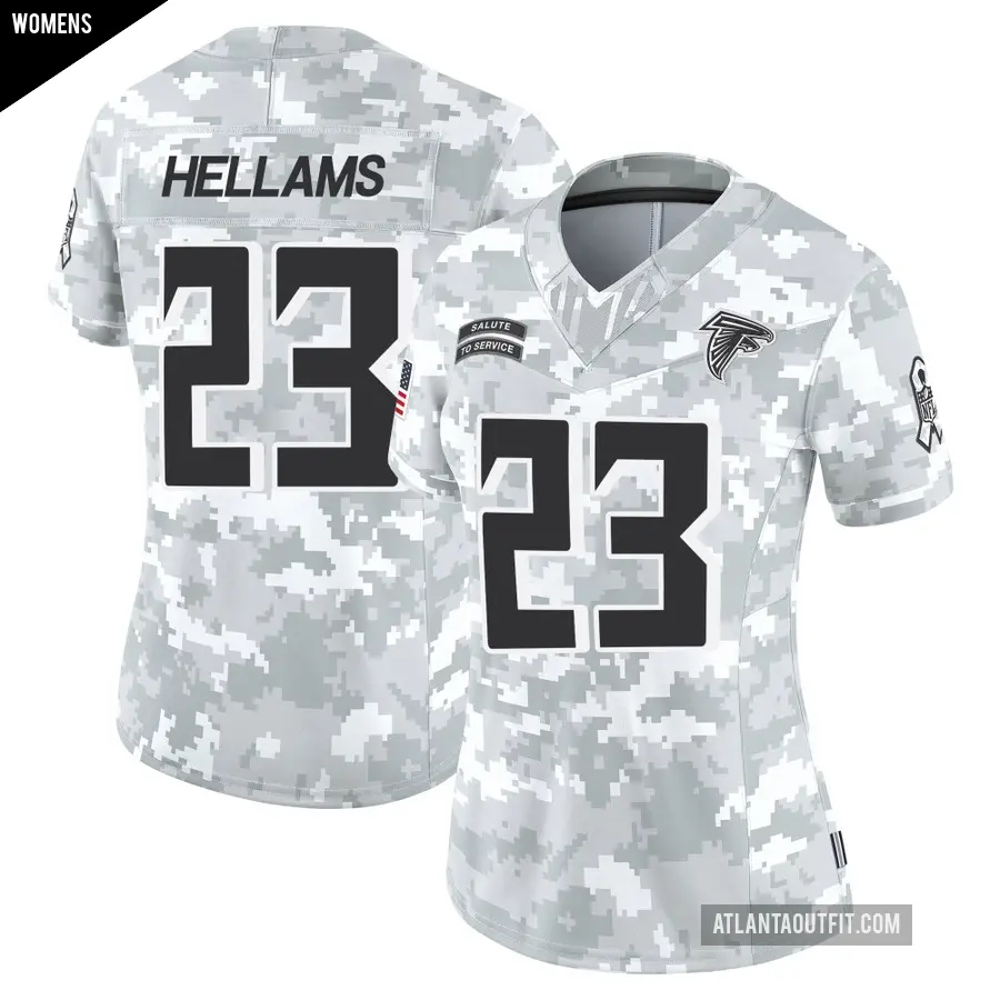 Women's Atlanta Falcons ＃23 DeMarcco Hellams Arctic Camo Limited 2024 Salute to Service Jersey