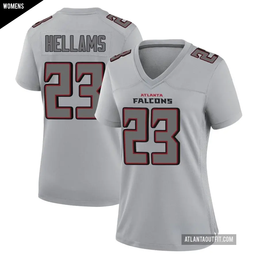Women's Atlanta Falcons ＃23 DeMarcco Hellams Gray Game Atmosphere Fashion Jersey