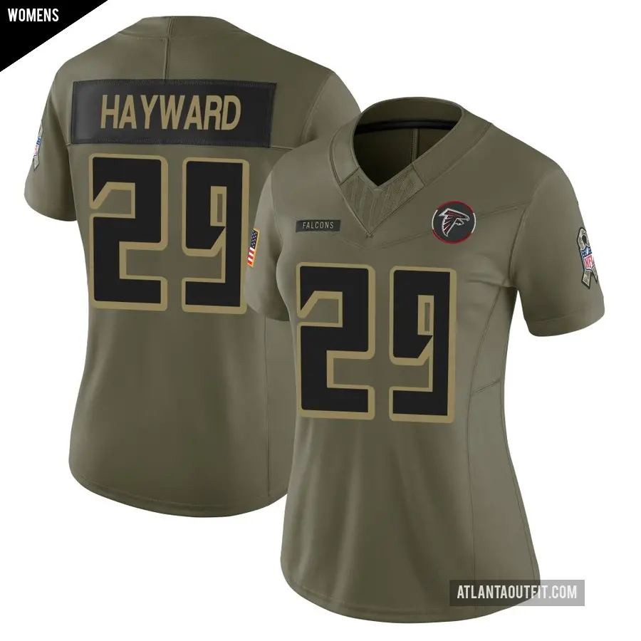 Women's Atlanta Falcons ＃29 Casey Hayward Olive Limited 2025 Salute to Service Jersey