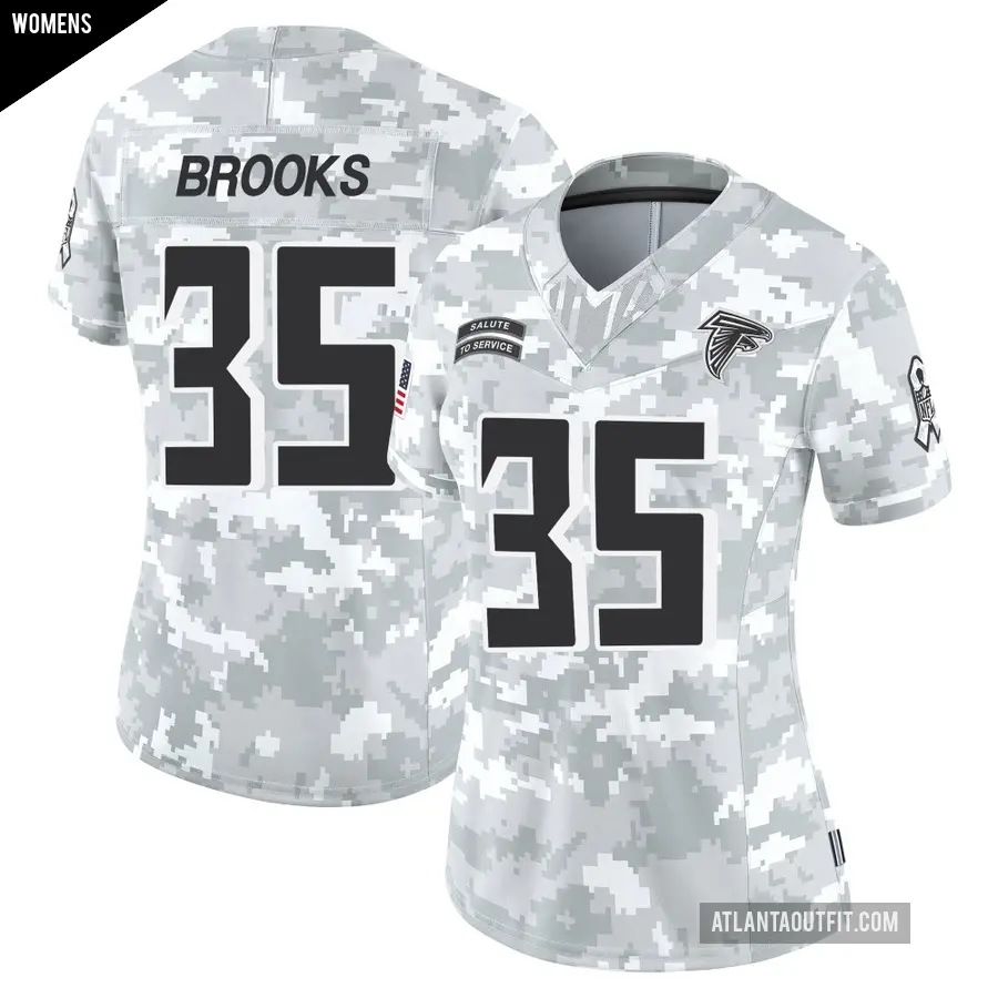 Women's Atlanta Falcons ＃35 Natrone Brooks Arctic Camo Limited 2024 Salute to Service Jersey