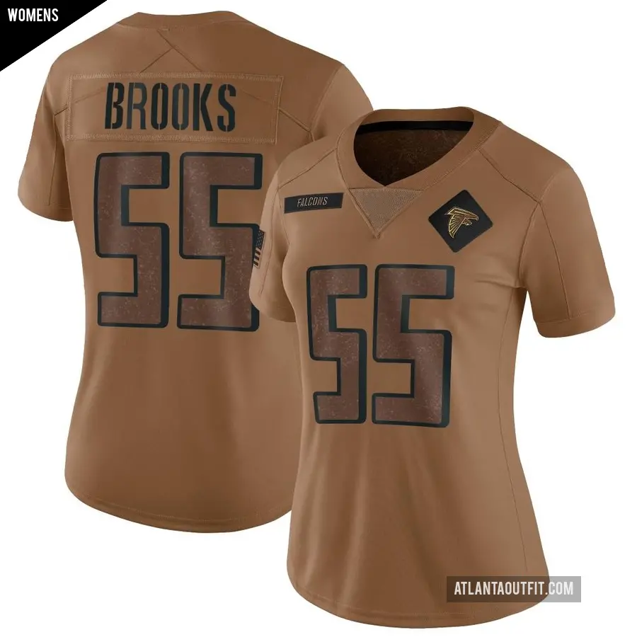 Women's Atlanta Falcons ＃35 Natrone Brooks Brown Limited 2023 Salute To Service Jersey