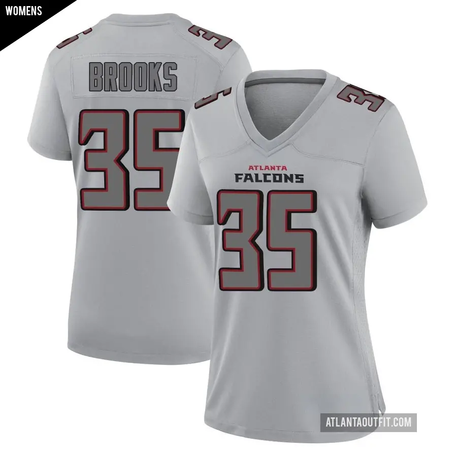 Women's Atlanta Falcons ＃35 Natrone Brooks Gray Game Atmosphere Fashion Jersey