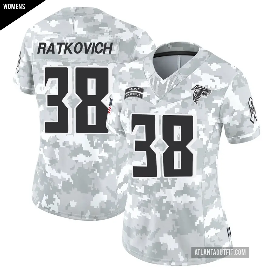 Women's Atlanta Falcons ＃38 Clint Ratkovich Arctic Camo Limited 2024 Salute to Service Jersey