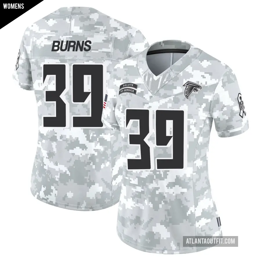 Women's Atlanta Falcons ＃39 Robert Burns Arctic Camo Limited 2024 Salute to Service Jersey