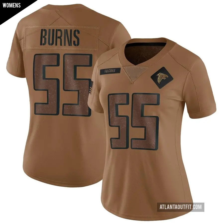 Women's Atlanta Falcons ＃39 Robert Burns Brown Limited 2023 Salute To Service Jersey