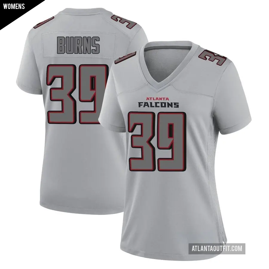 Women's Atlanta Falcons ＃39 Robert Burns Gray Game Atmosphere Fashion Jersey