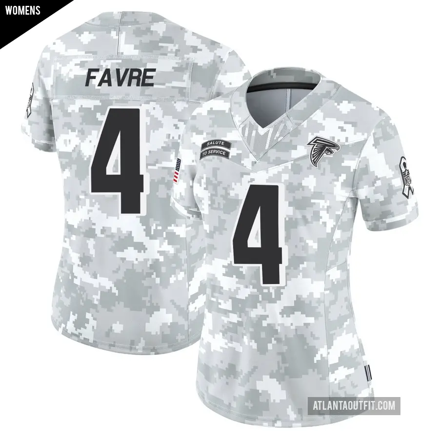 Women's Atlanta Falcons ＃4 Brett Favre Arctic Camo Limited 2024 Salute to Service Jersey