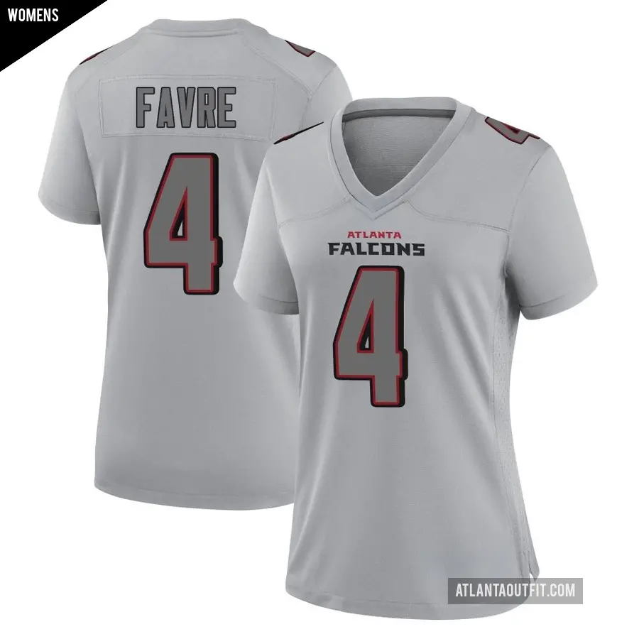 Women's Atlanta Falcons ＃4 Brett Favre Gray Game Atmosphere Fashion Jersey