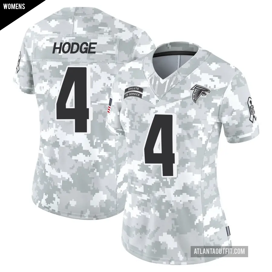 Women's Atlanta Falcons ＃4 KhaDarel Hodge Arctic Camo Limited 2024 Salute to Service Jersey