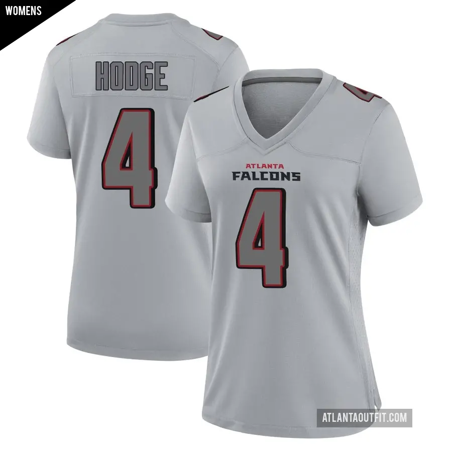 Women's Atlanta Falcons ＃4 KhaDarel Hodge Gray Game Atmosphere Fashion Jersey
