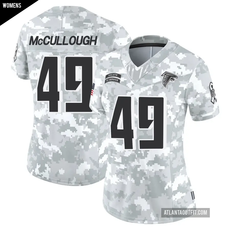 Women's Atlanta Falcons ＃49 Liam McCullough Arctic Camo Limited 2024 Salute to Service Jersey