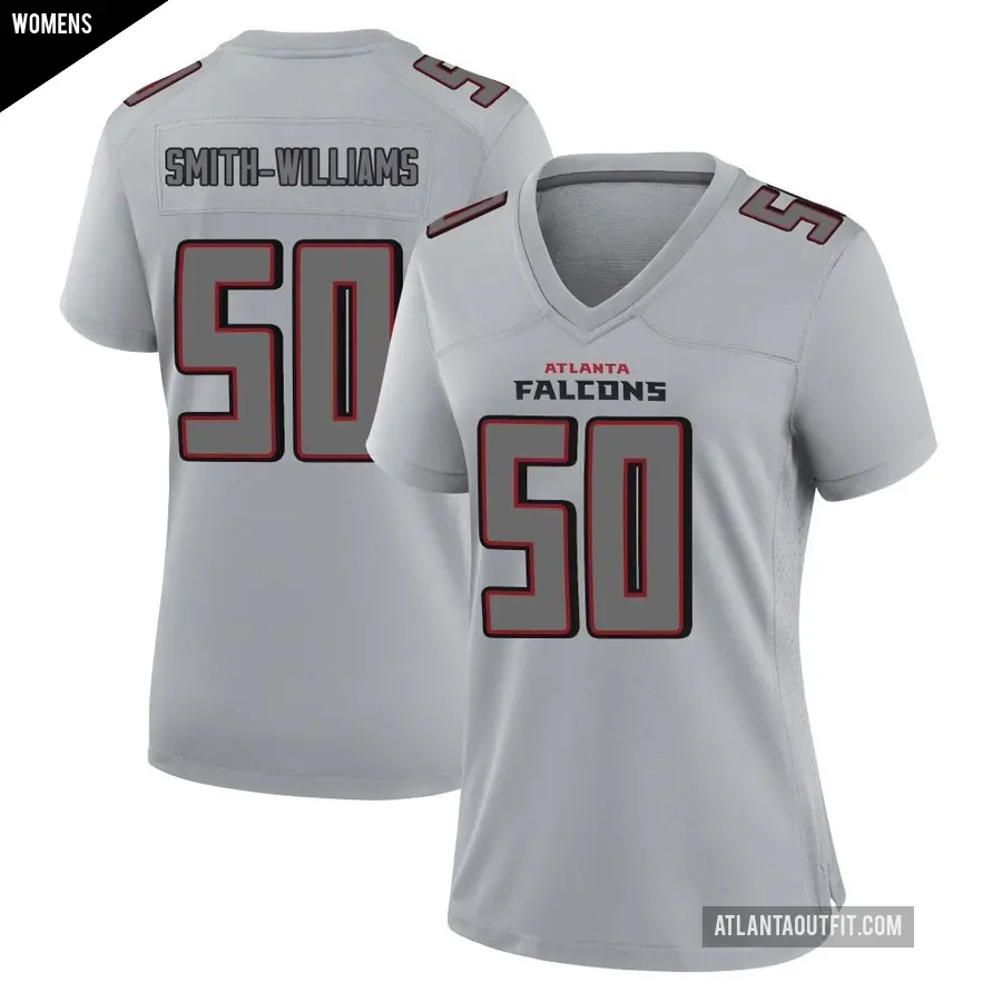 Women's Atlanta Falcons ＃50 James Smith-Williams Gray Game Atmosphere Fashion Jersey