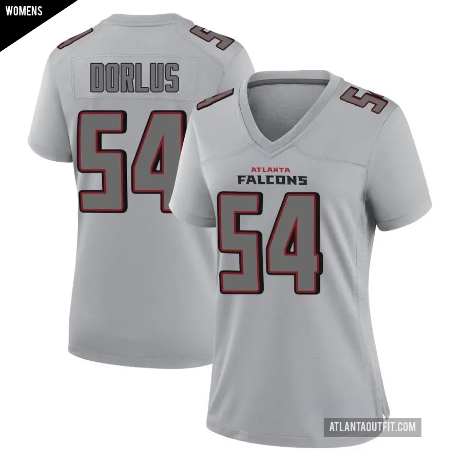 Women's Atlanta Falcons ＃54 Brandon Dorlus Gray Game Atmosphere Fashion Jersey