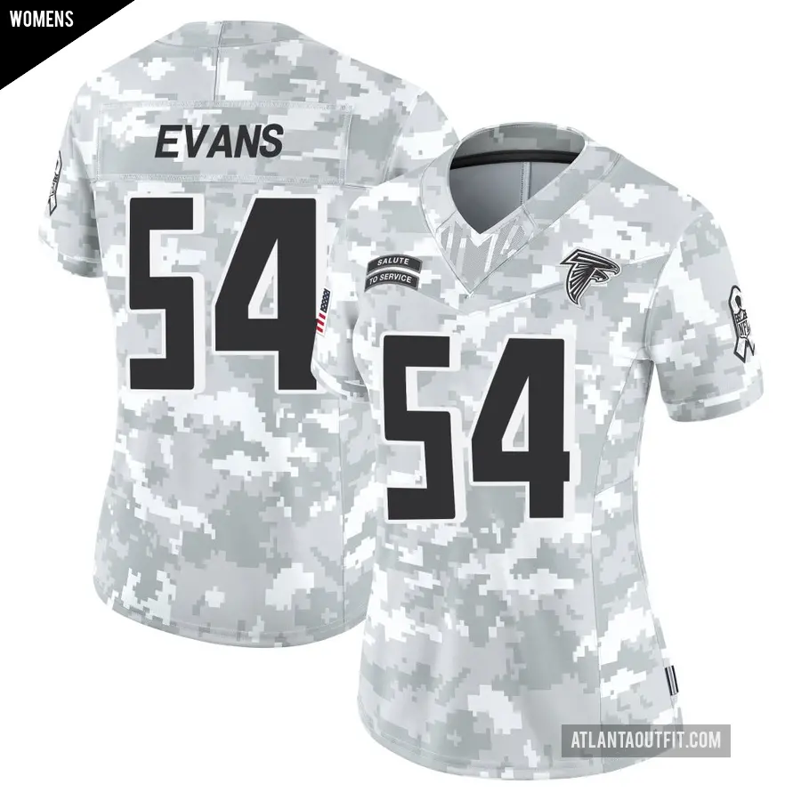 Women's Atlanta Falcons ＃54 Rashaan Evans Arctic Camo Limited 2024 Salute to Service Jersey