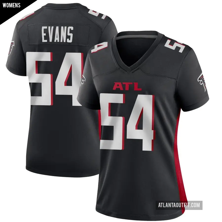 Women's Atlanta Falcons ＃54 Rashaan Evans Black Game Alternate Jersey