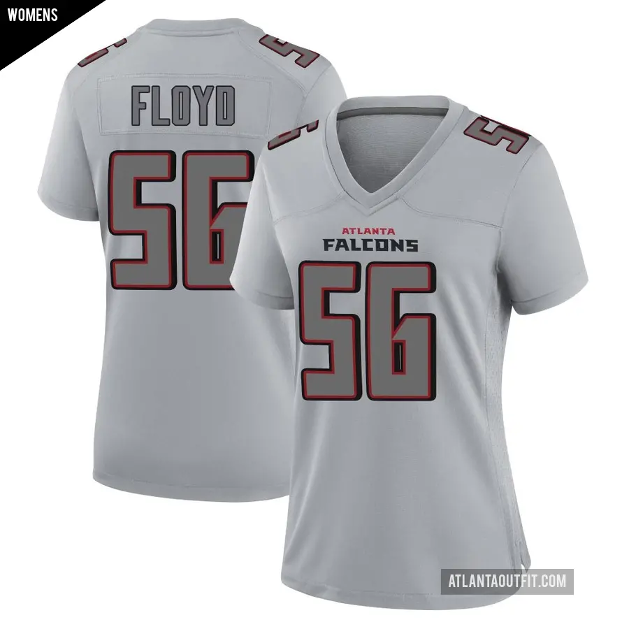 Women's Atlanta Falcons ＃56 Leonard Floyd Gray Game Atmosphere Fashion Jersey
