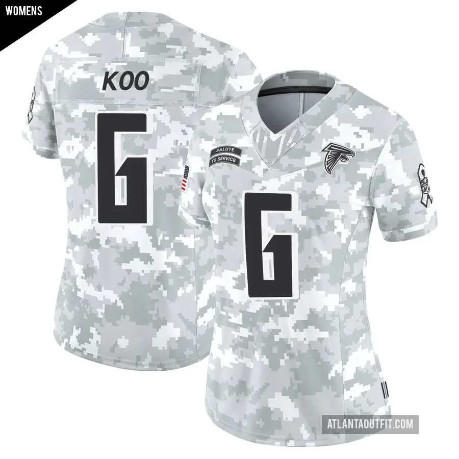 Women's Atlanta Falcons ＃6 Younghoe Koo Arctic Camo Limited 2024 Salute to Service Jersey